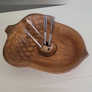Vintage Acorn Nut Bowl With Cracker & Picks